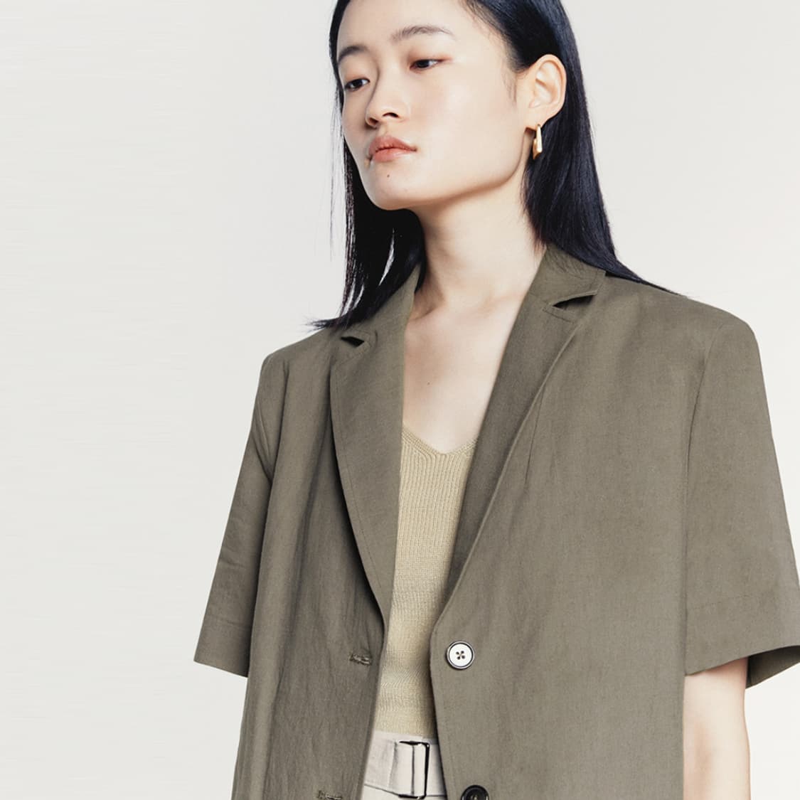 몽돌(MONGDOL) 오버핏 린넨하프자켓 55-66 새상품 상품이미지2