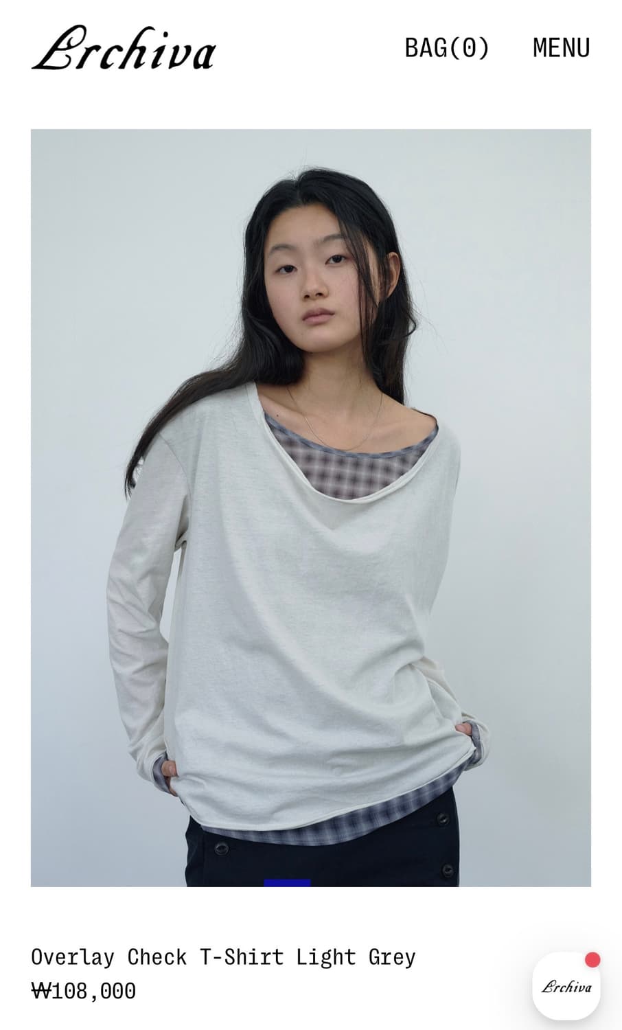 erchiva 오버레이 체크 티셔츠 -라이트 그레이 상품이미지3