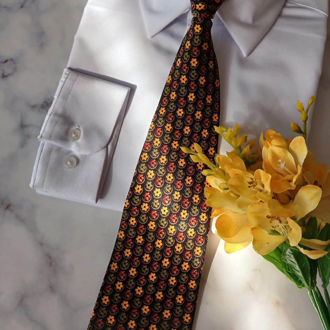 발망 실크 블랙 플라워 패턴 넥타이 9.7cm A+등급 A19160
 상품이미지6