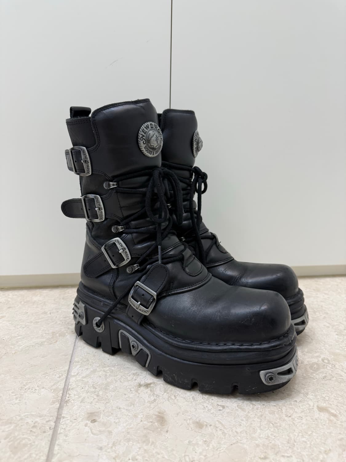 뉴락 리액터 블랙 레더 플랫폼 부츠 43 상품이미지2