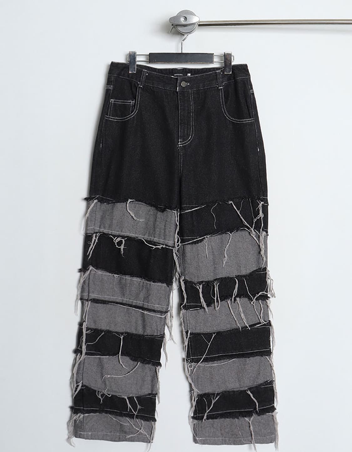 NOVESELL Border DamageLine Wide Denim Pa 상품이미지2