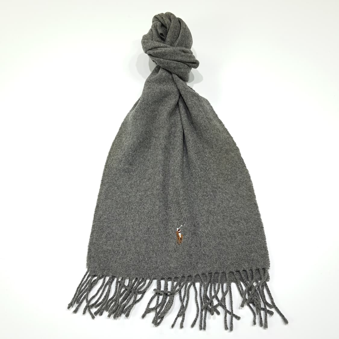 MX439 폴로 이태리판 램스울 포니자수 그레이 머플러 목도리 상품이미지1