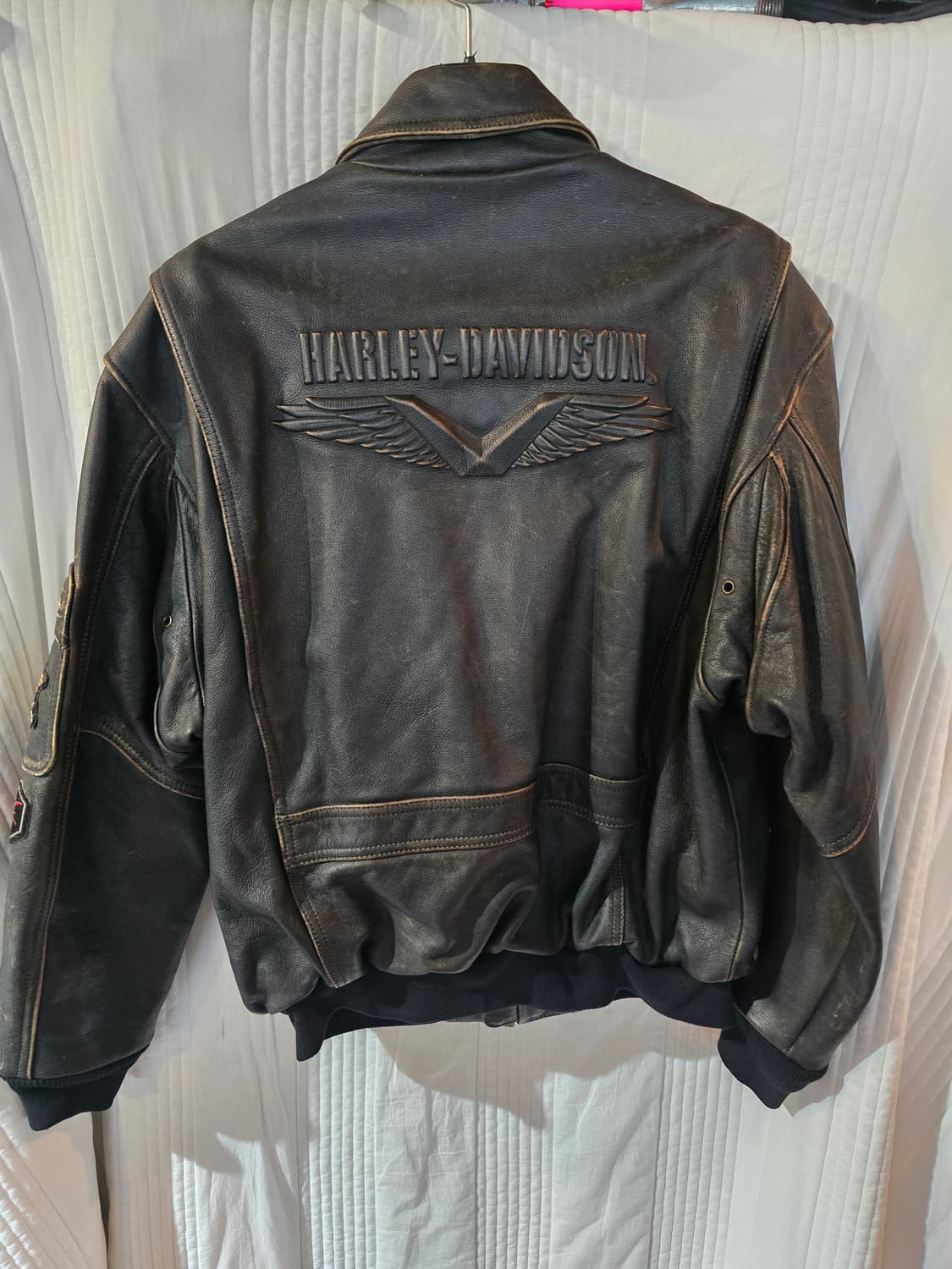 할리데이비슨 소가죽 패치 빈티지 항공점퍼 상품이미지8