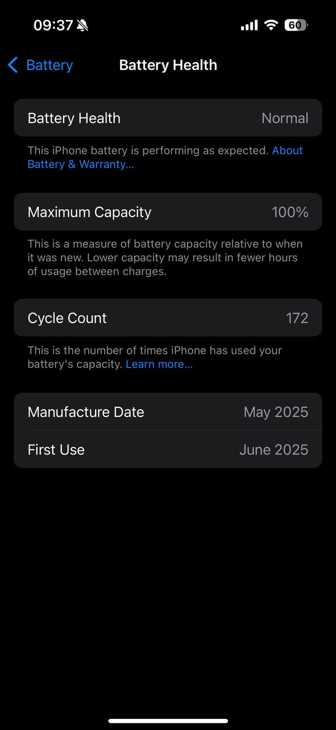 아이폰16 / 256기가 / 배터리 100 / 현재 사이클 172 상품이미지9