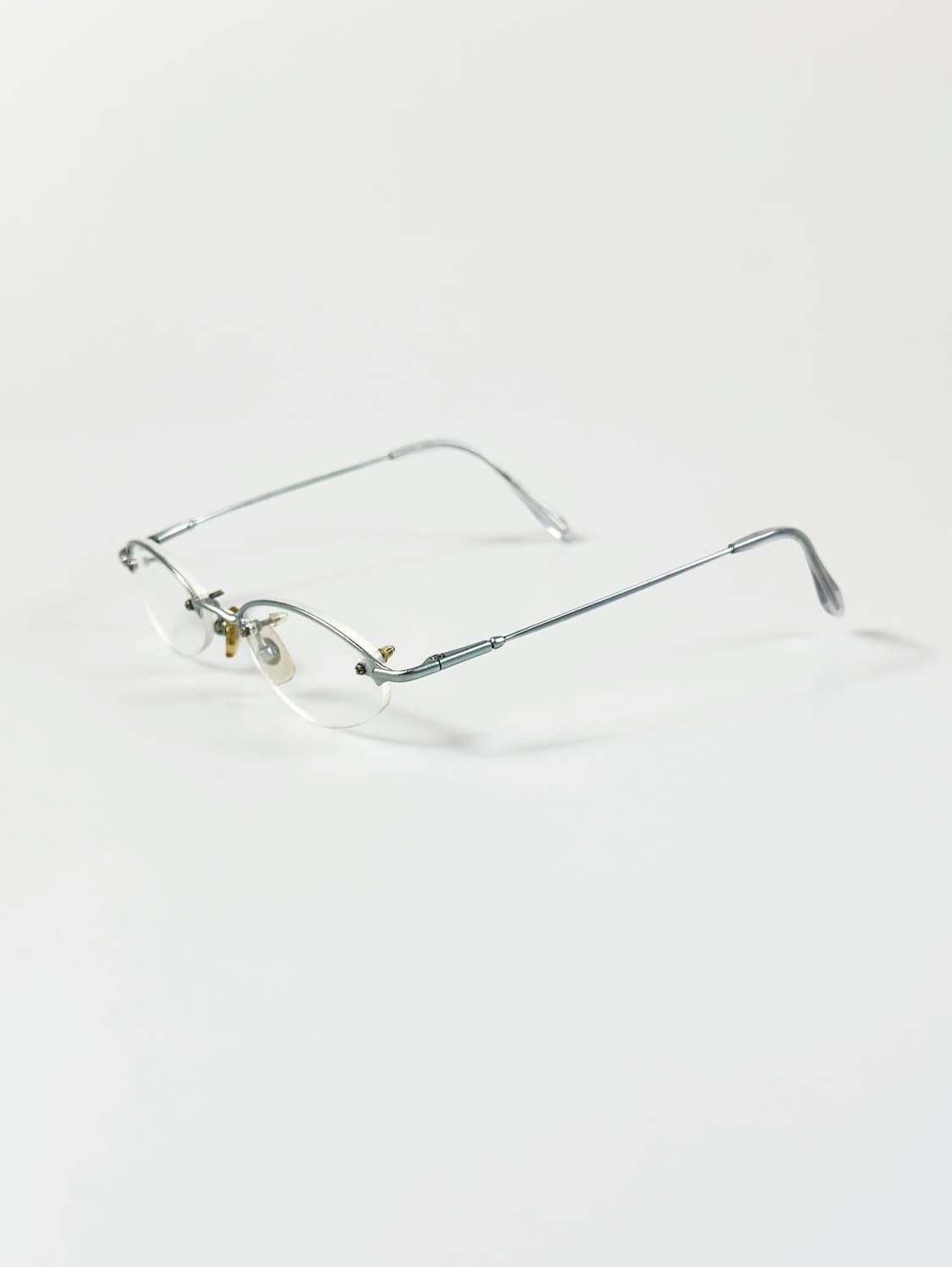 90s PRIVATE BRAND 메탈 반무테 스퀘어 빈티지 안경 상품이미지3