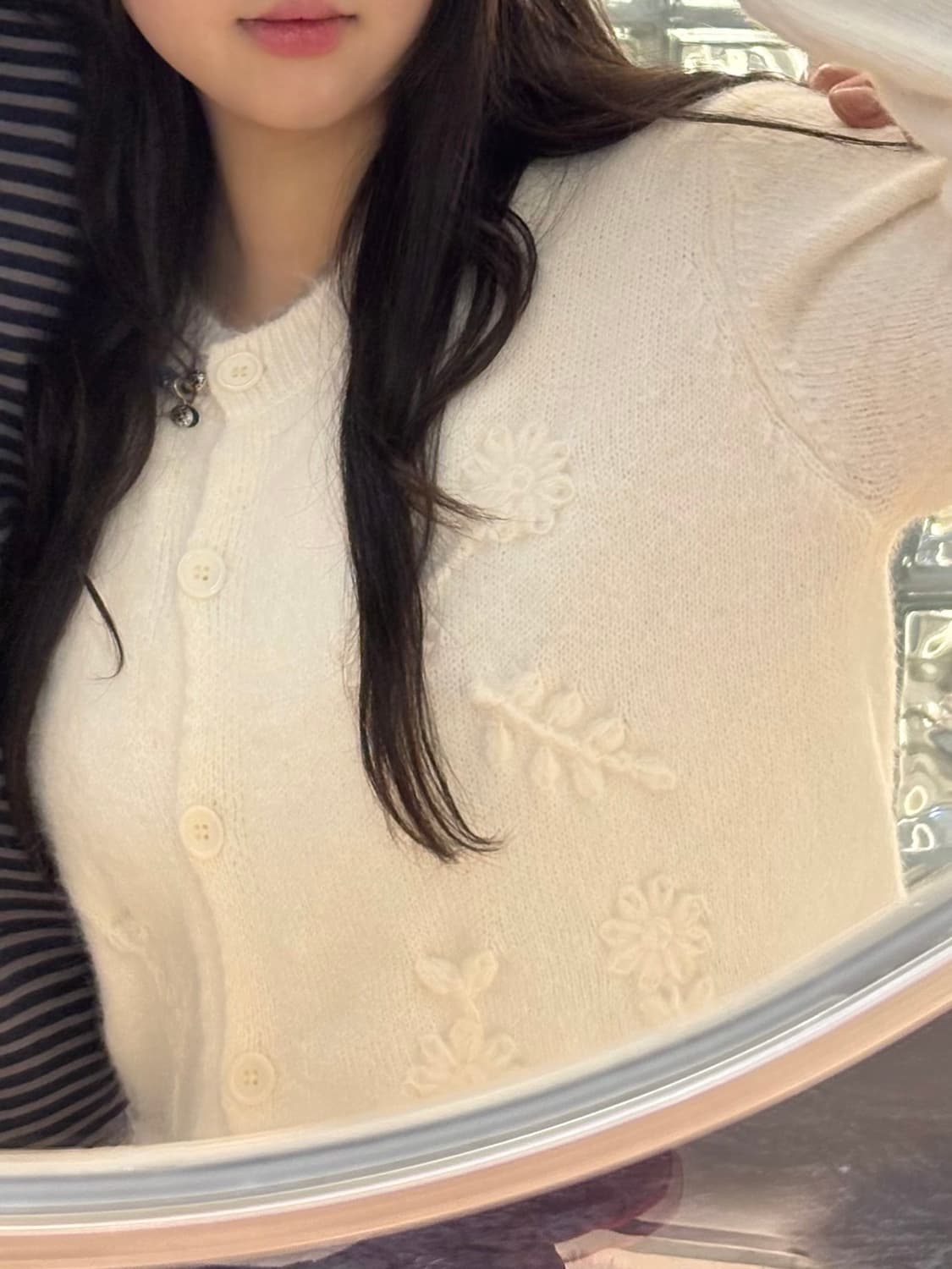 멜본 아이보리 꽃 가디건 상품이미지2