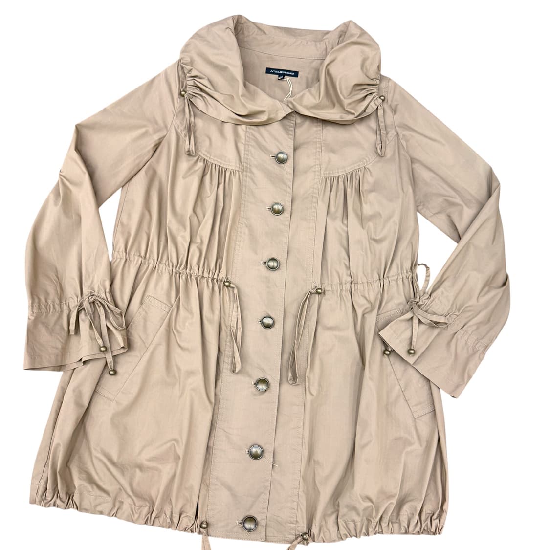 JPN 둥근카라 셔링디테일 베이지브라운 점퍼 자켓 상품이미지3