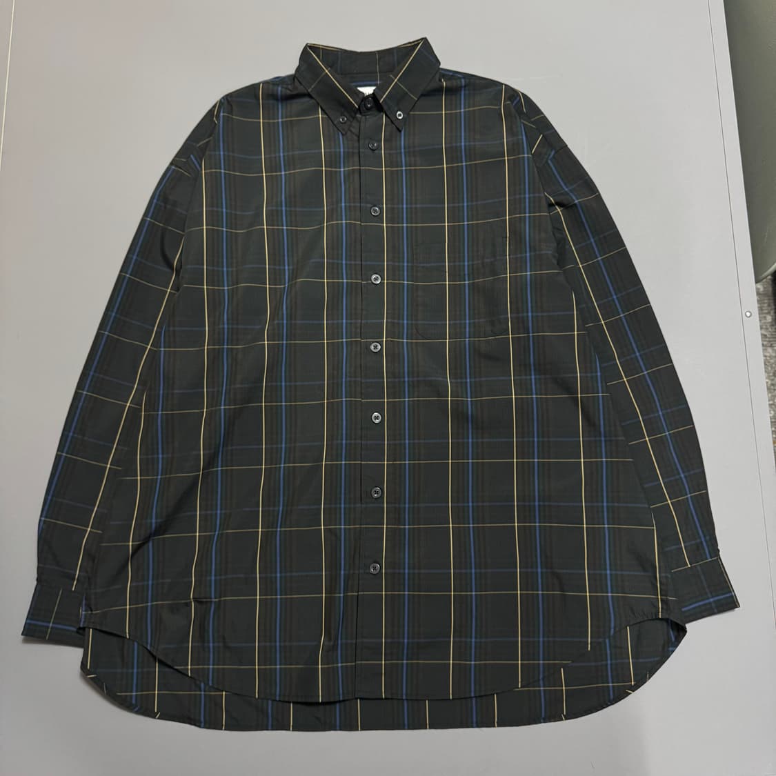 빔즈(BEAMS DoT) 브라운 믹스 체크 패턴 혼방 빅실루엣 셔츠 상품이미지5