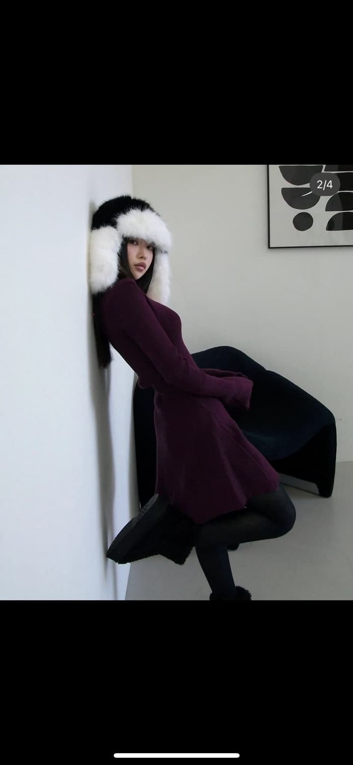 Sugigom 딥브이넥 플레어 원피스 버건디 상품이미지2