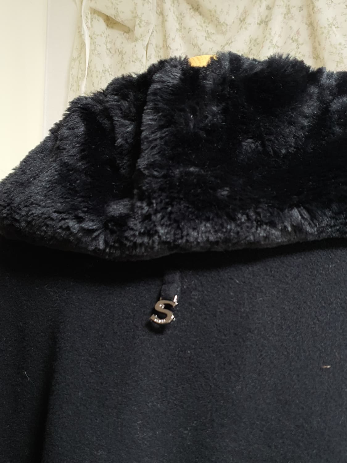 [빈티지] 블랙 퍼 트리밍 망토 코트 두꺼운망토 상품이미지4