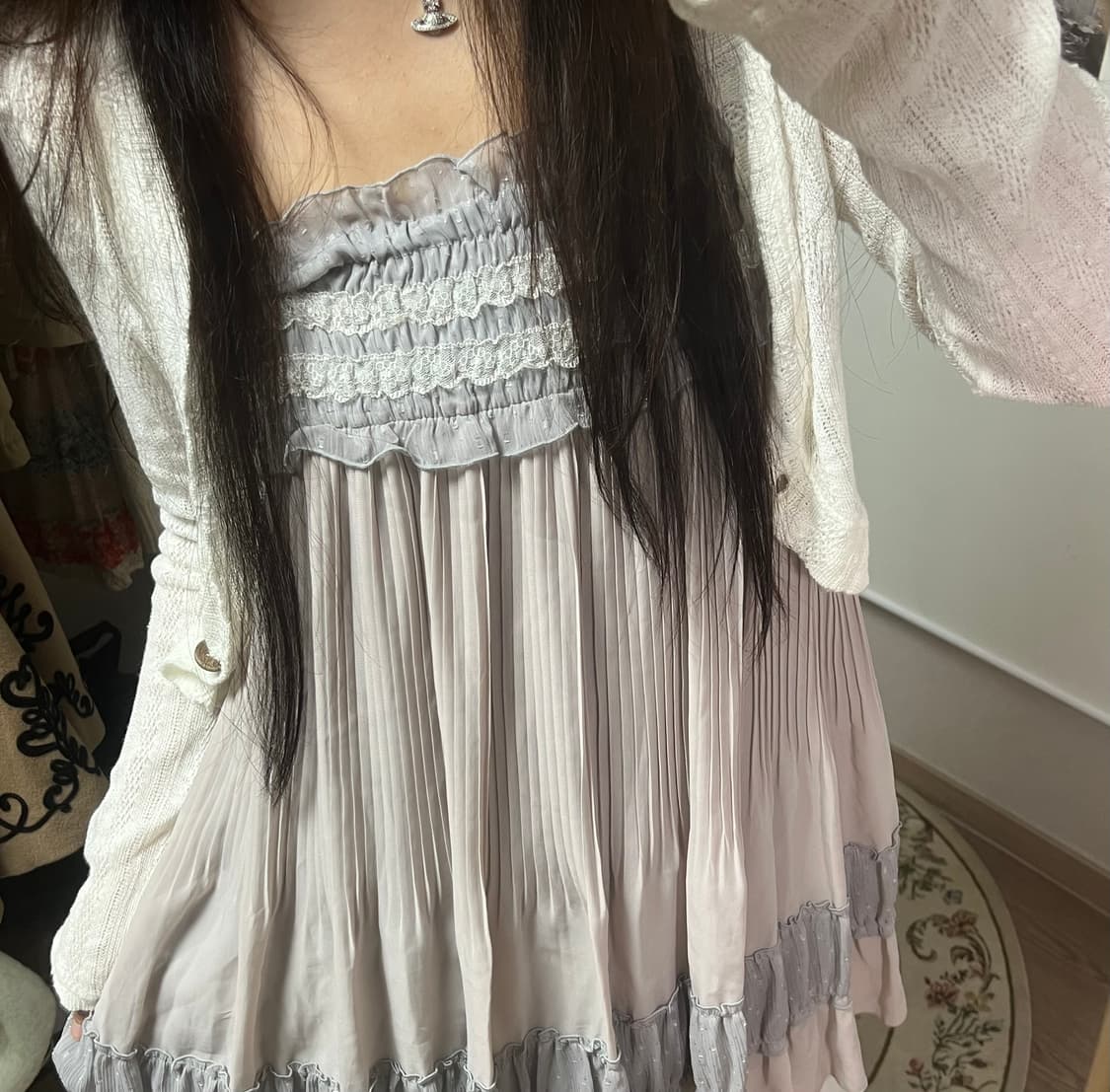 모리걸 하구미 여리핏 원버튼 볼레로 가디건 아이보리 상품이미지3