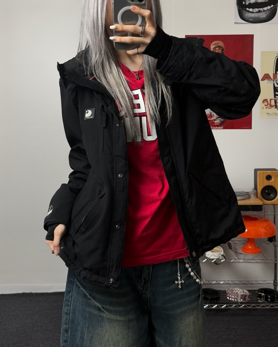 칼하트 USA 00s 워터프루프 여성 바람막이 자켓 블랙 상품이미지2