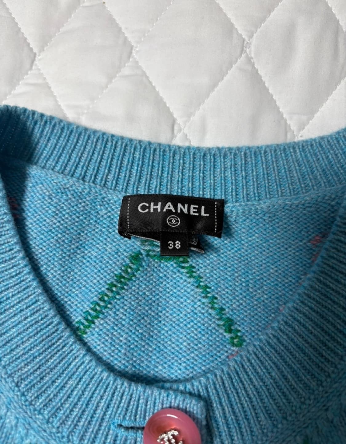 샤넬 민트 체크 가디건 38 상품이미지2