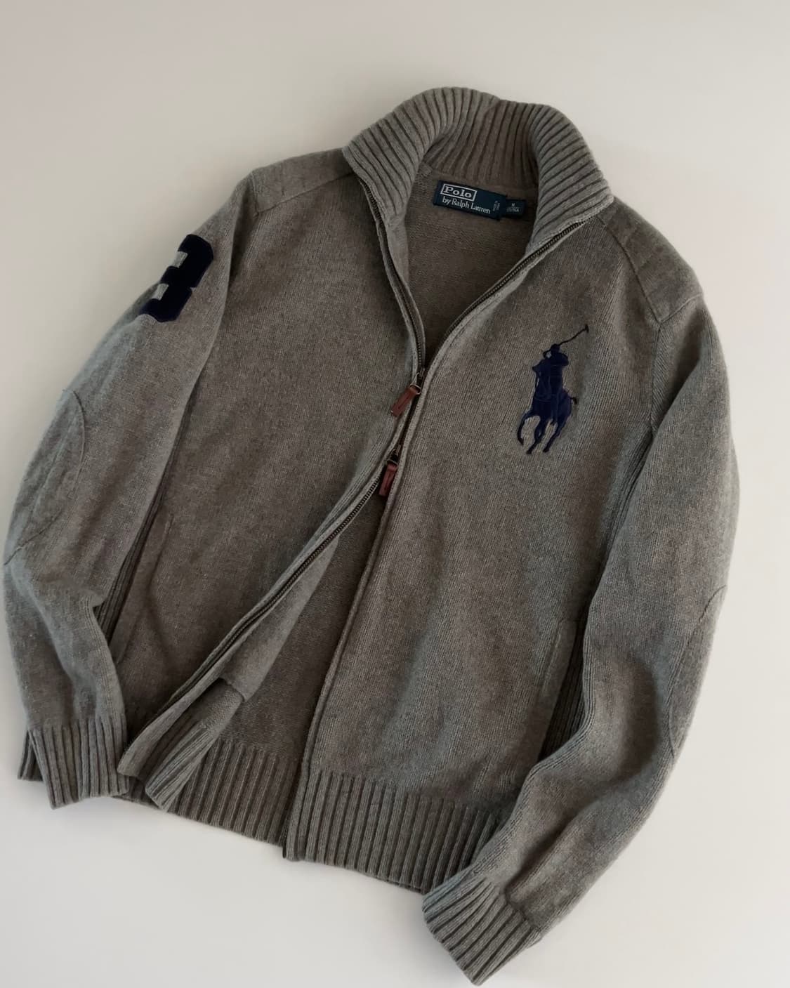 폴로 랄프로렌 빅포니 투웨이 울 니트 집업 M 상품이미지3