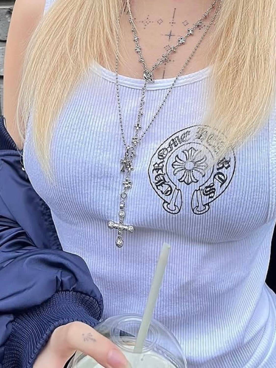 크롬하츠 홀스슈 탱트탑 화이트 M 정품 상품이미지1