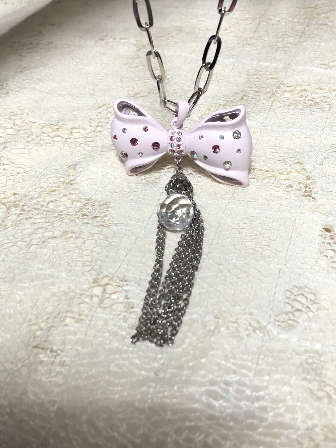 Pink Cubic Ribbon Chain Necklace 상품이미지7