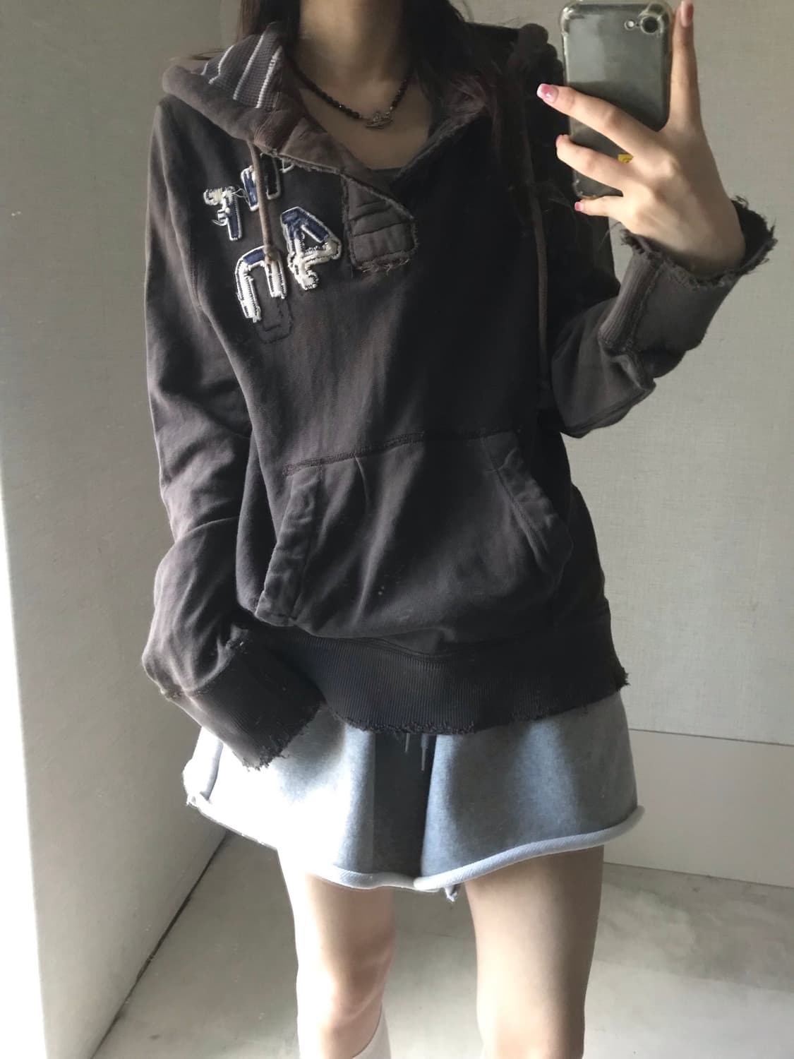 아베크롬비 브라운 오버핏 버튼 후드티 상품이미지3