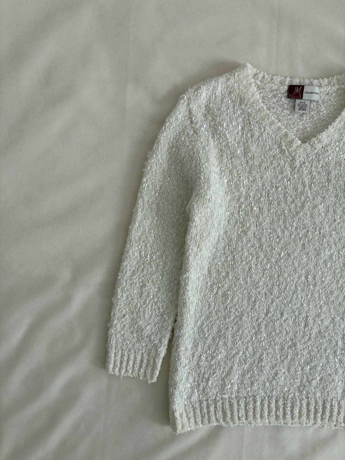 vintage ivory boucle v-neck sweater  상품이미지4
