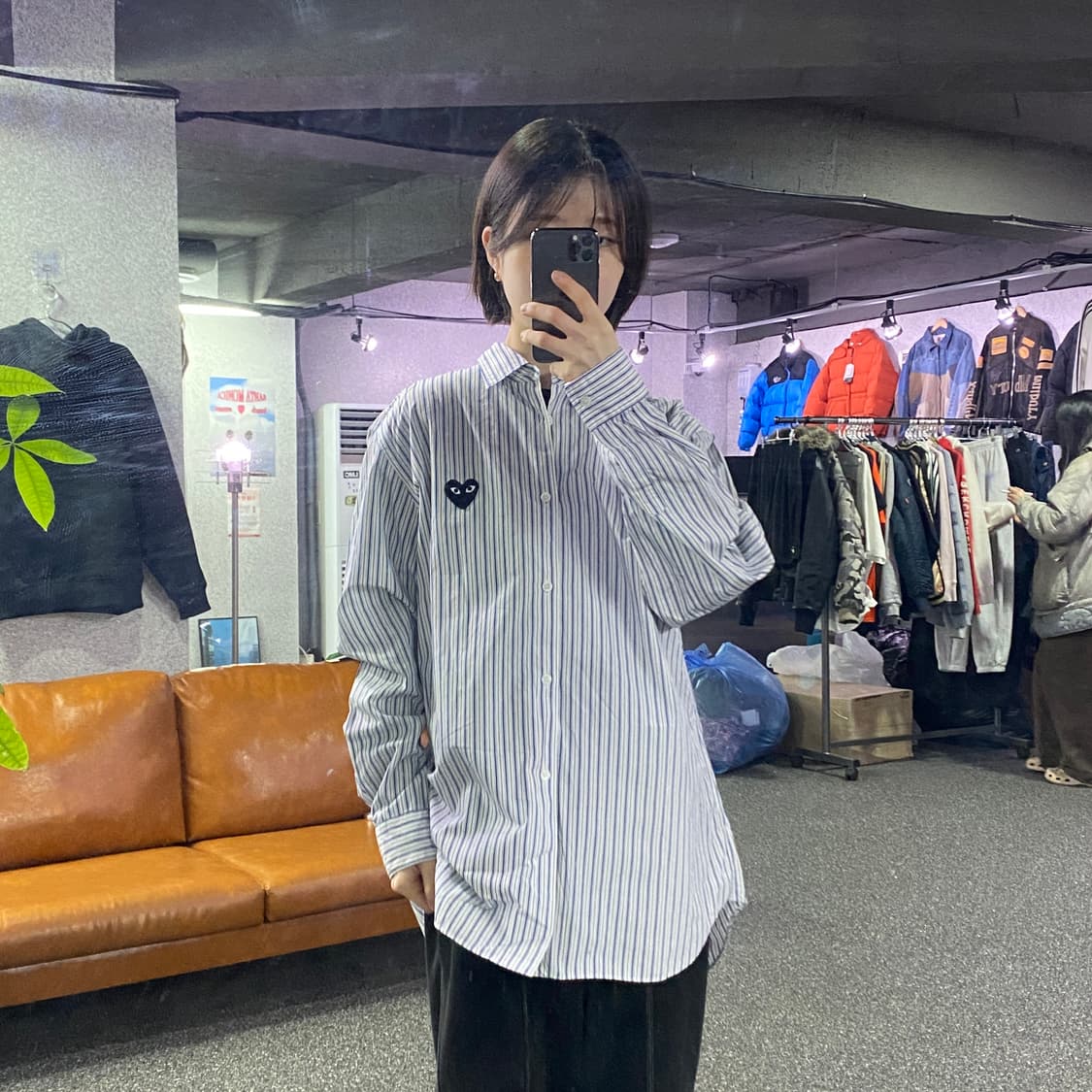 꼼데가르송 블랙패치 스트라이프 셔츠 B4300 상품이미지1