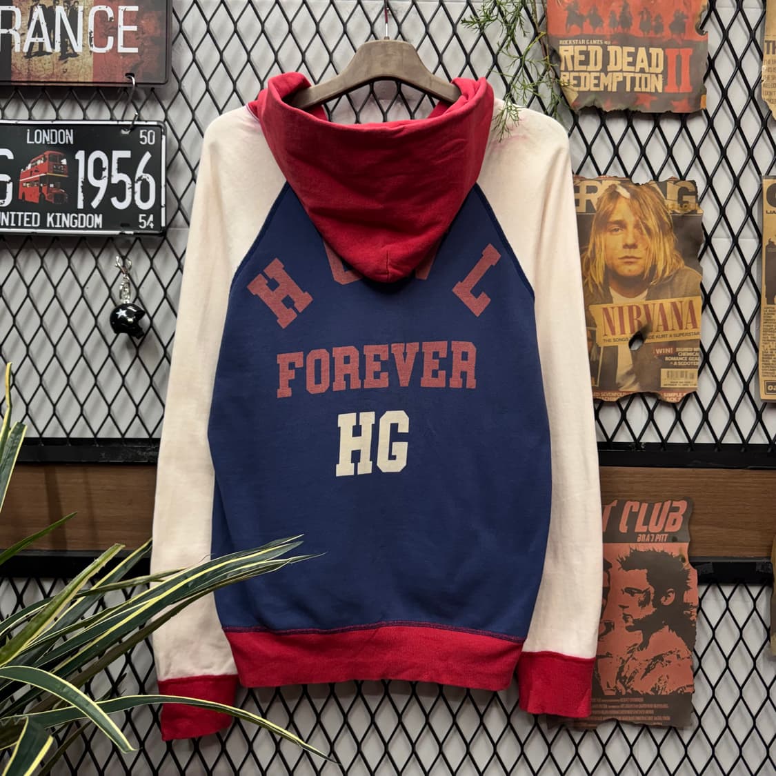 히스테릭 글래머 후드집업 전후면 프린팅 로고 포인트 네이비 아이보리 레드 상품이미지2