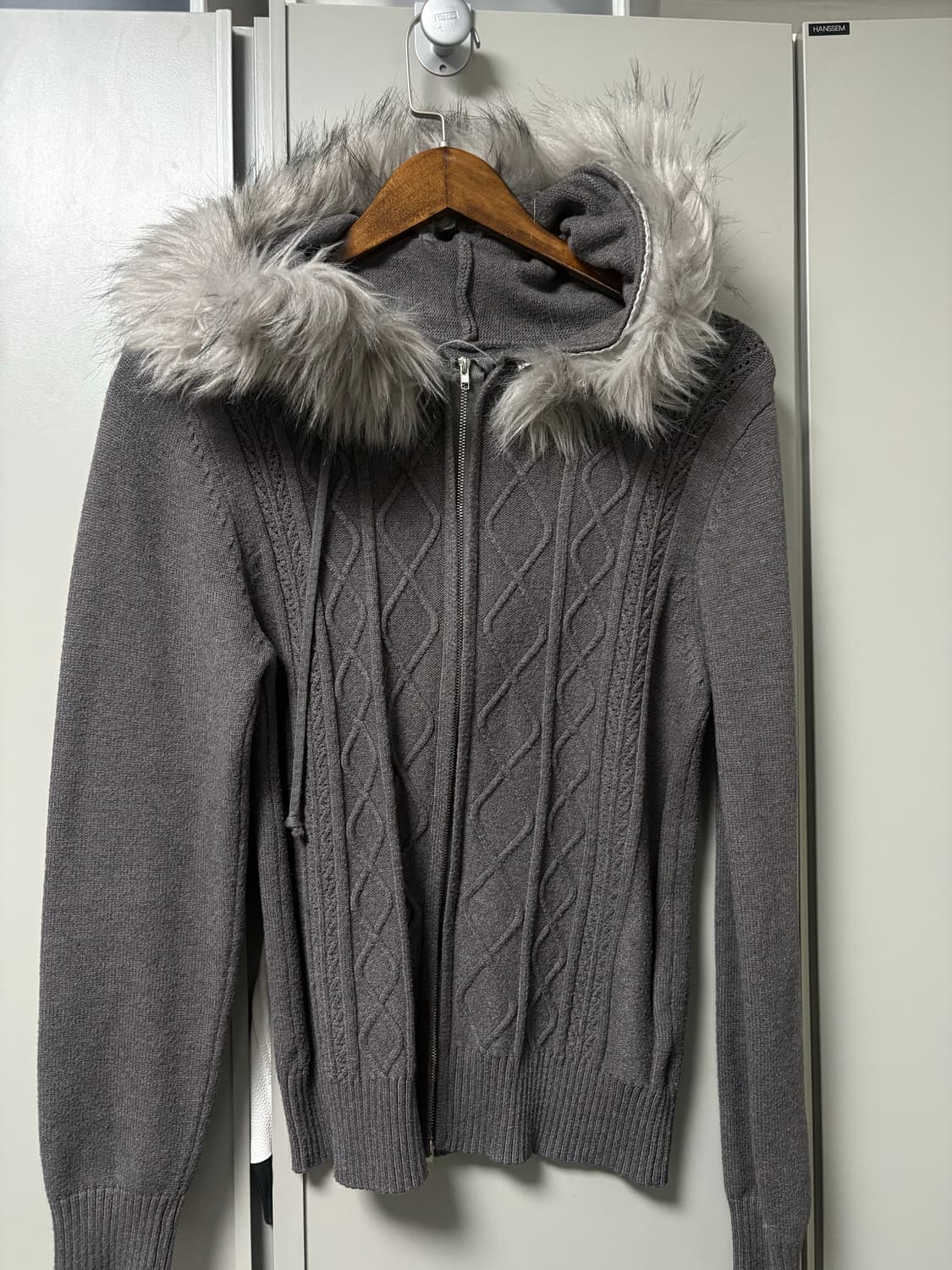 Y2k 니트 퍼 후드집업 상품이미지1