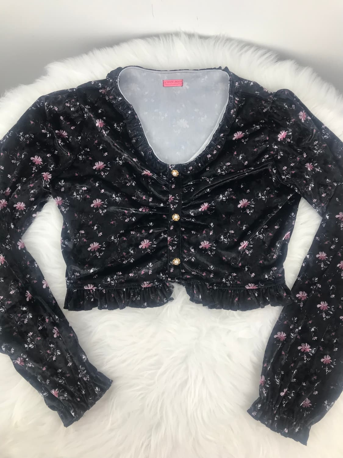 블랙 플로럴 벨벳 셋업 크롭블라우스 스커트세트 빈티지모리걸원피스 대대장급 상품이미지5