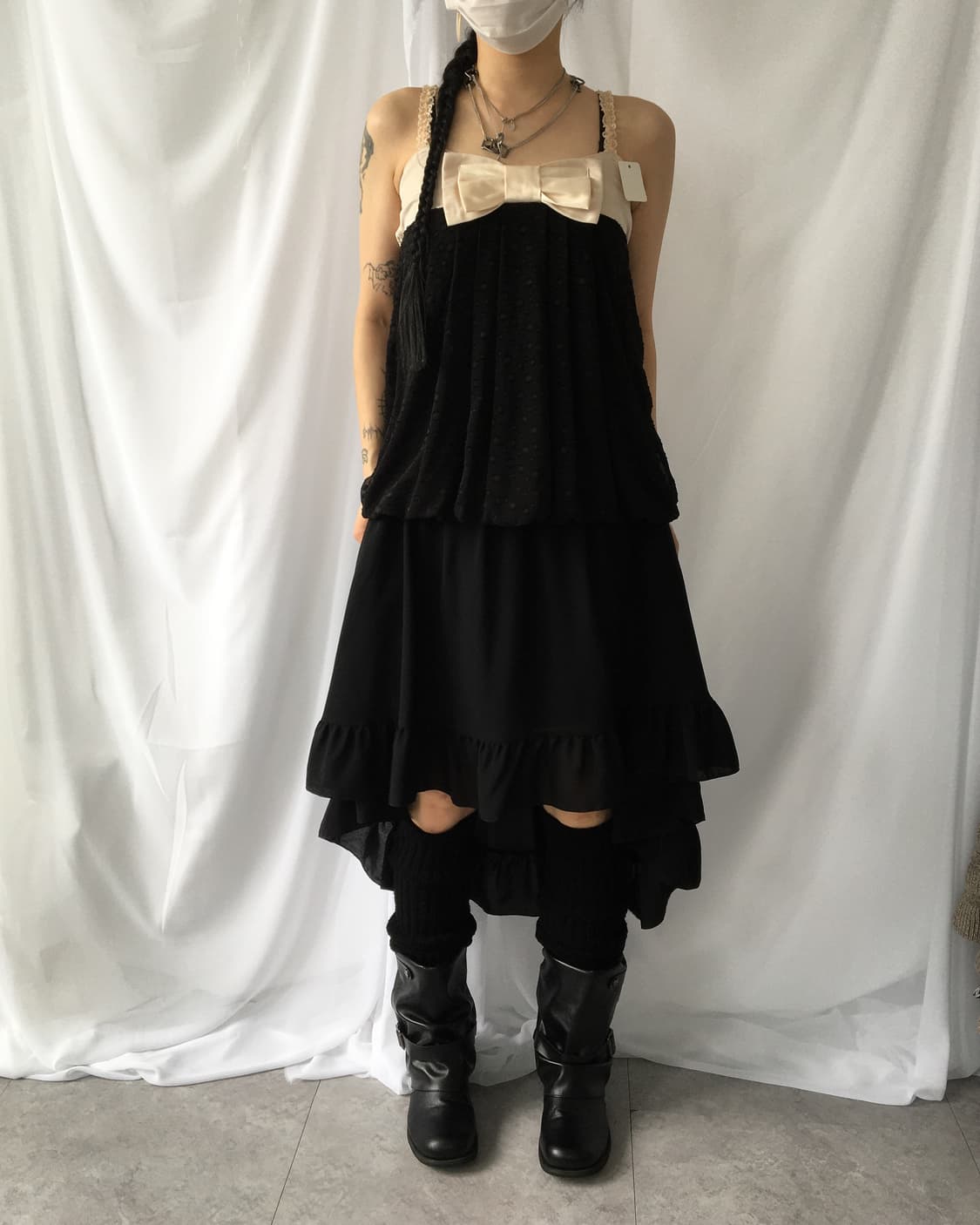 Ribbon point dot pattern sleeveless 상품이미지1