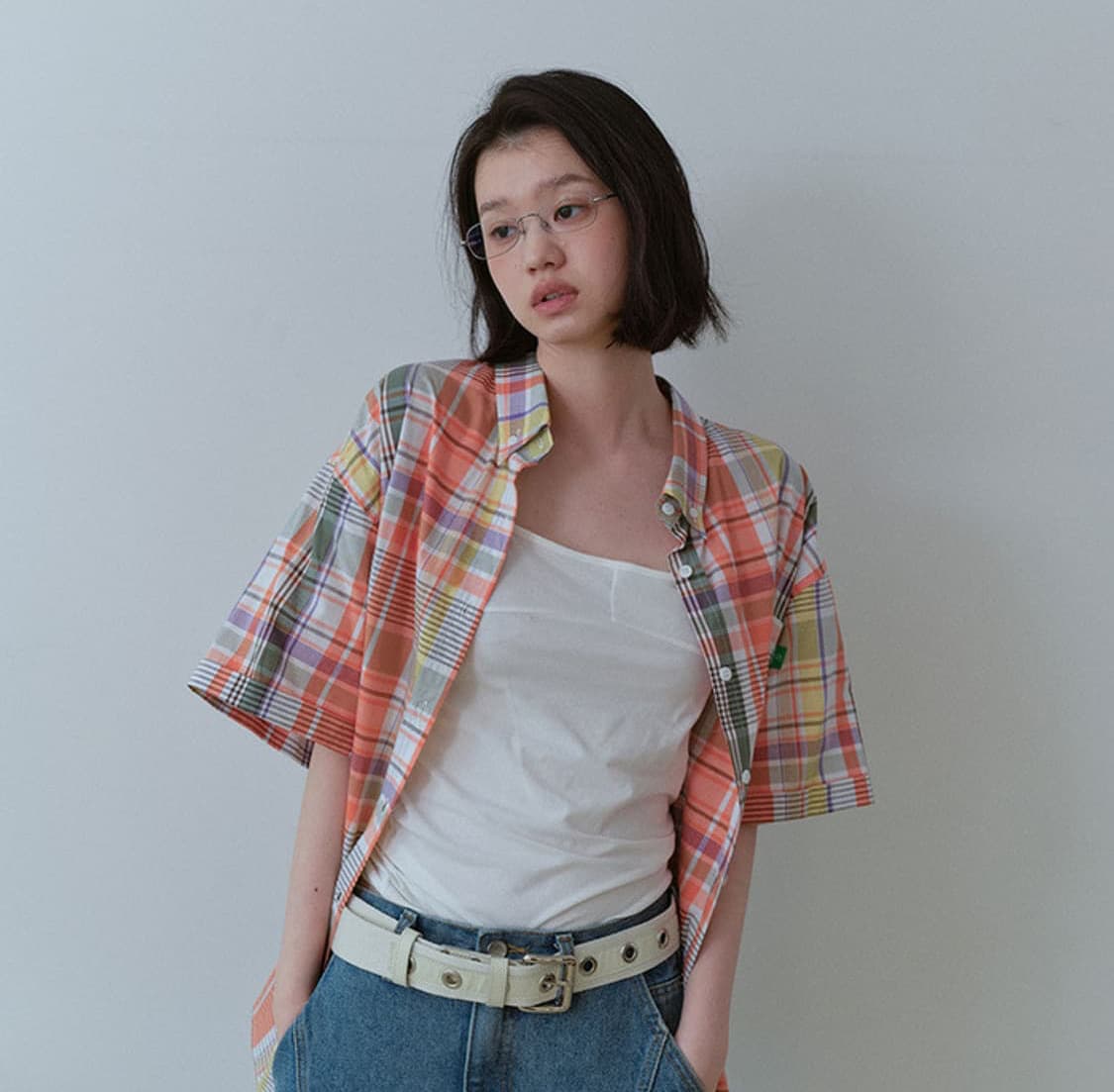 노컨텐츠 빅 체크 하프 셔츠 상품이미지2