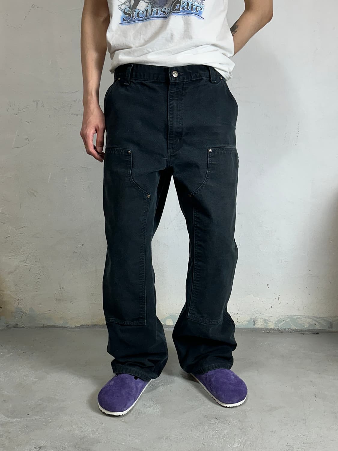 OG 칼하트 B136 더블니 팬츠 칼하트 썩블니 블랙 상품이미지1