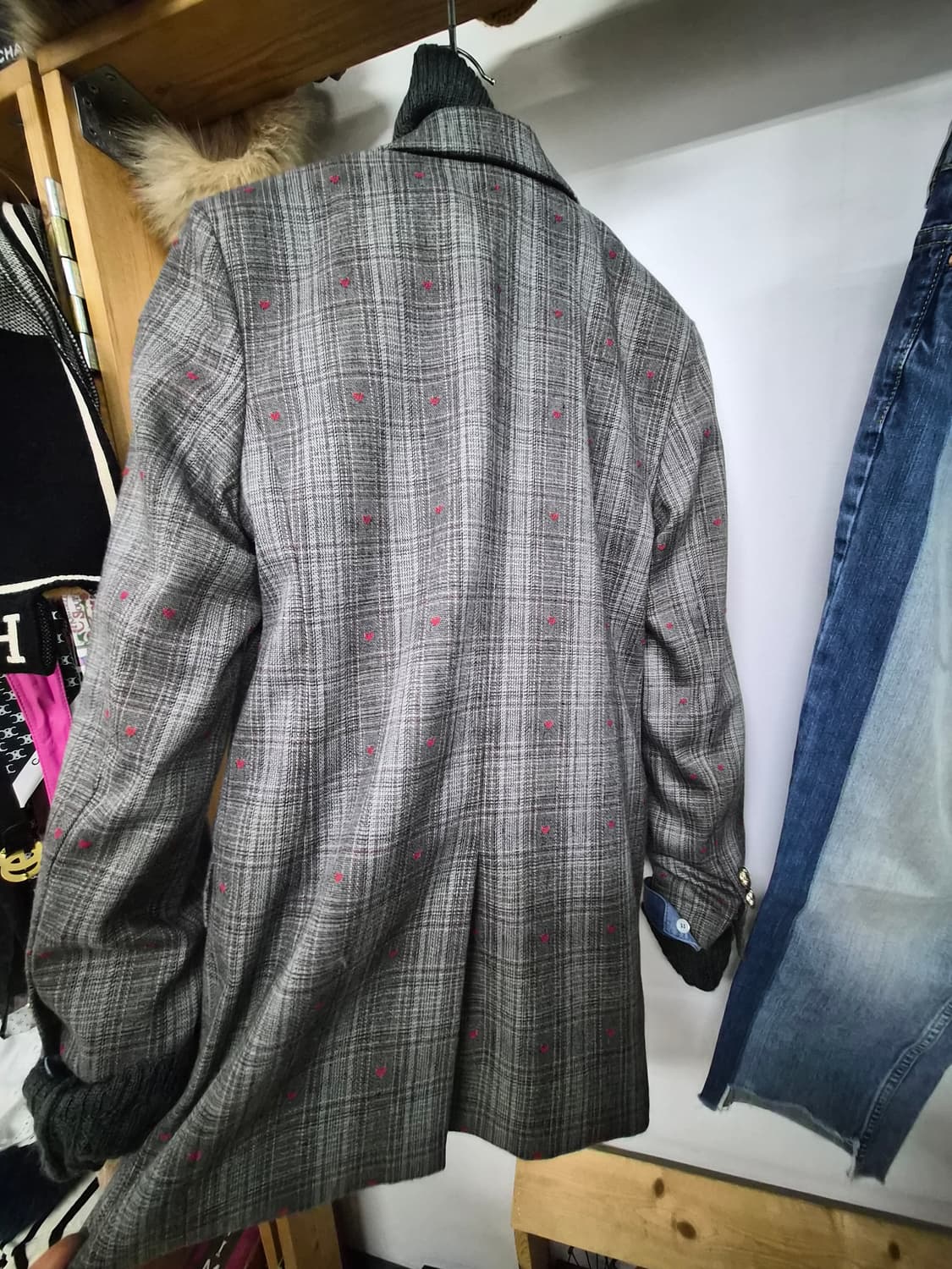 폴앤조 울 자수 하트 체크 자켓 상품이미지8