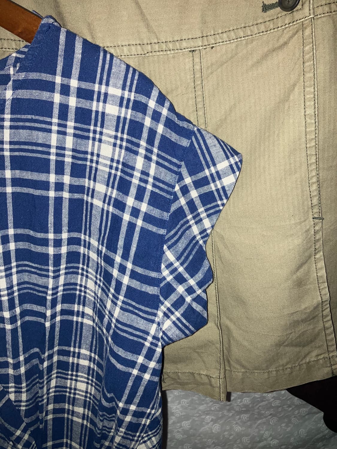 💌 Vintage navy check frill wrap blouse. 상품이미지3