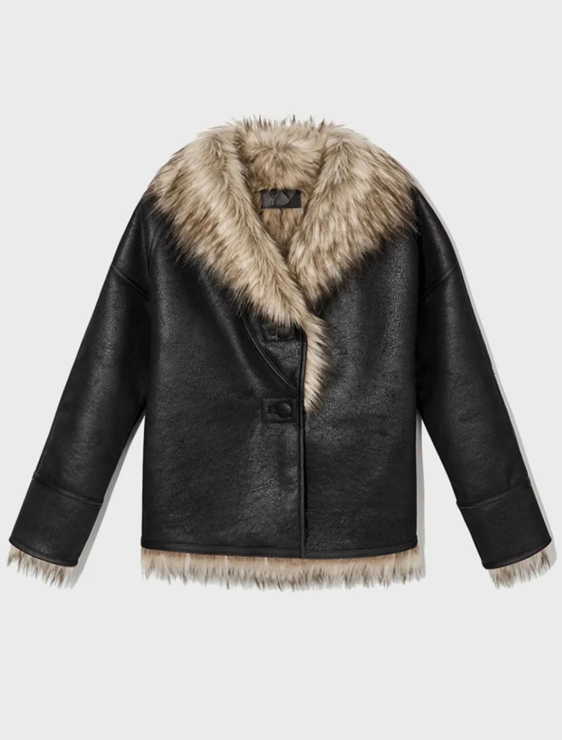 Open yy 오픈와이와이 퍼 자켓 리버시블 블랙 상품이미지2