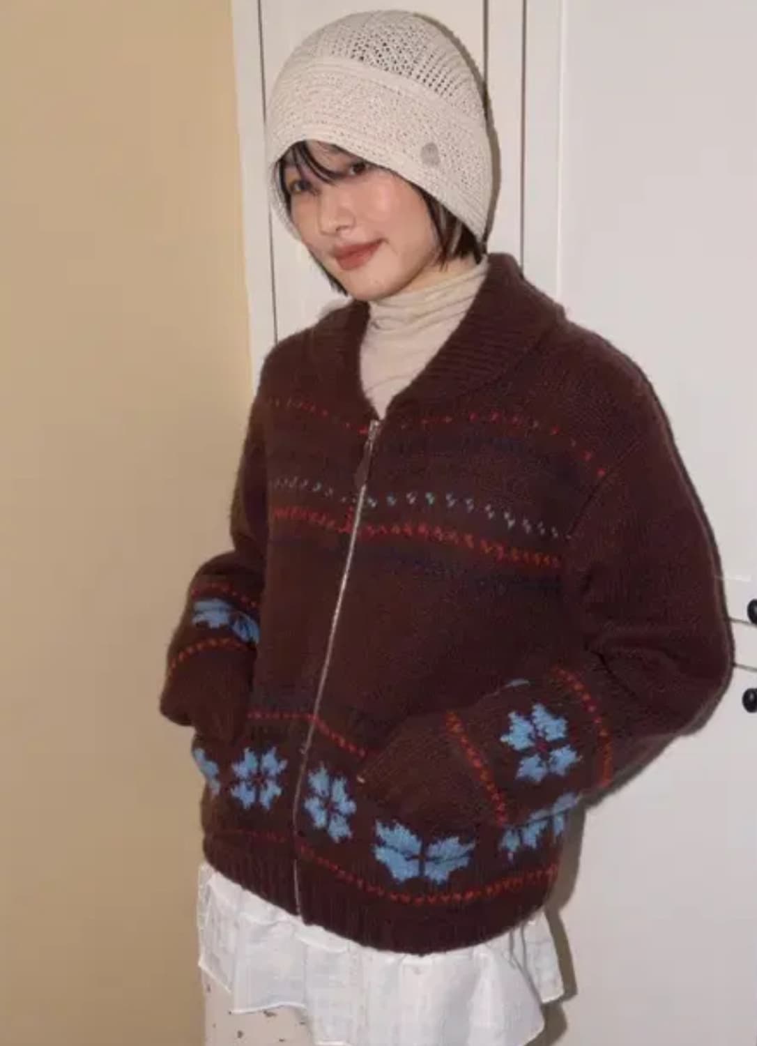 택o새제품) 셀리테일즈 스노우 코위찬 집업 가디건 브라운 상품이미지4