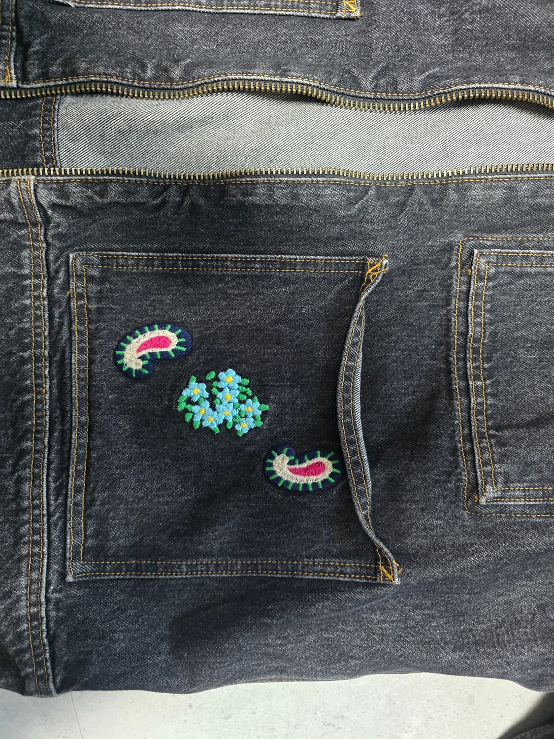 스투시 x 노마 t.d. 데님 집 워크 자켓 워시드 블랙 XXL 상품이미지2