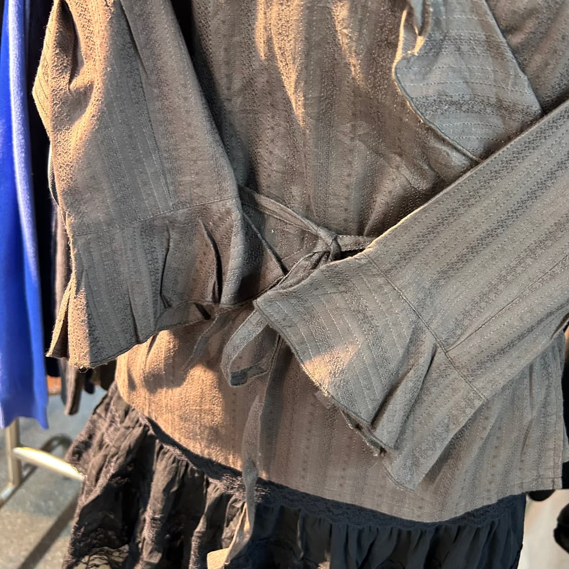 Vintage  y2k Stripe Wrap Shirts 상품이미지4