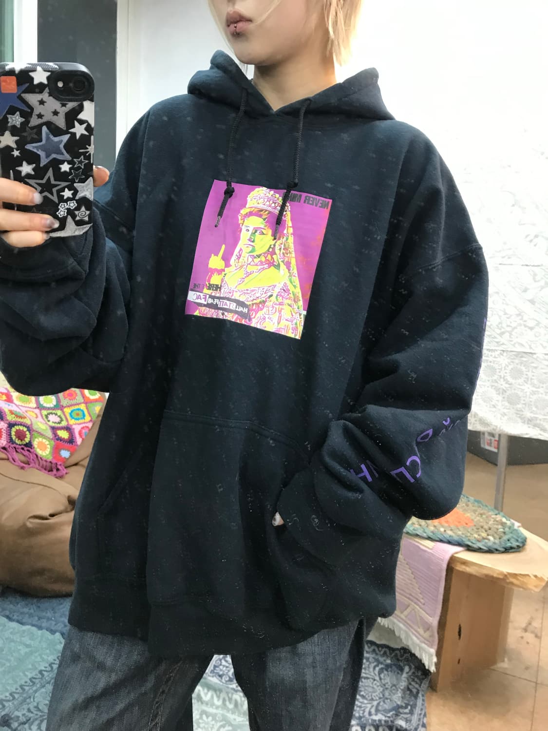 길단 프린팅 기모 후드티  상품이미지1