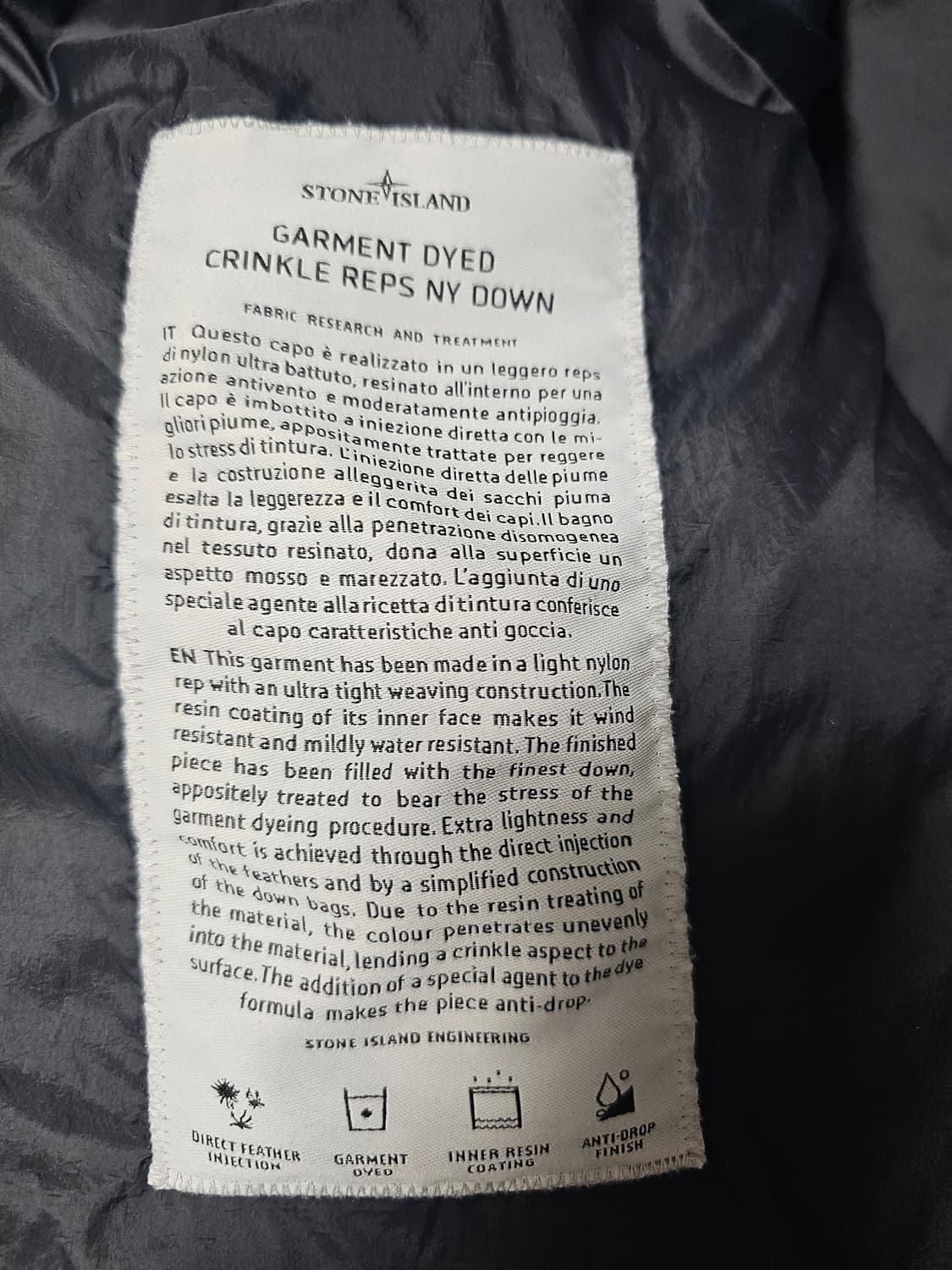 스톤아일랜드 크링클랩스 논후드 패딩 상품이미지6