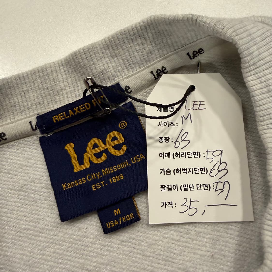 [M] Lee 리 자수 빈티지 스펠아웃 맨투맨 티셔츠 B765 상품이미지5