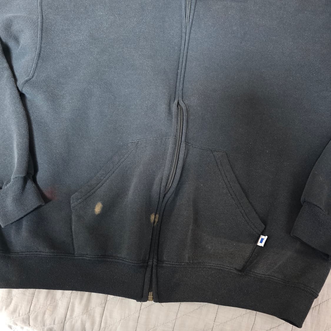 [L] 90s 빈티지 러셀 애슬레틱 후드집업 블랙 ver.블리칭트래쉬드 상품이미지2