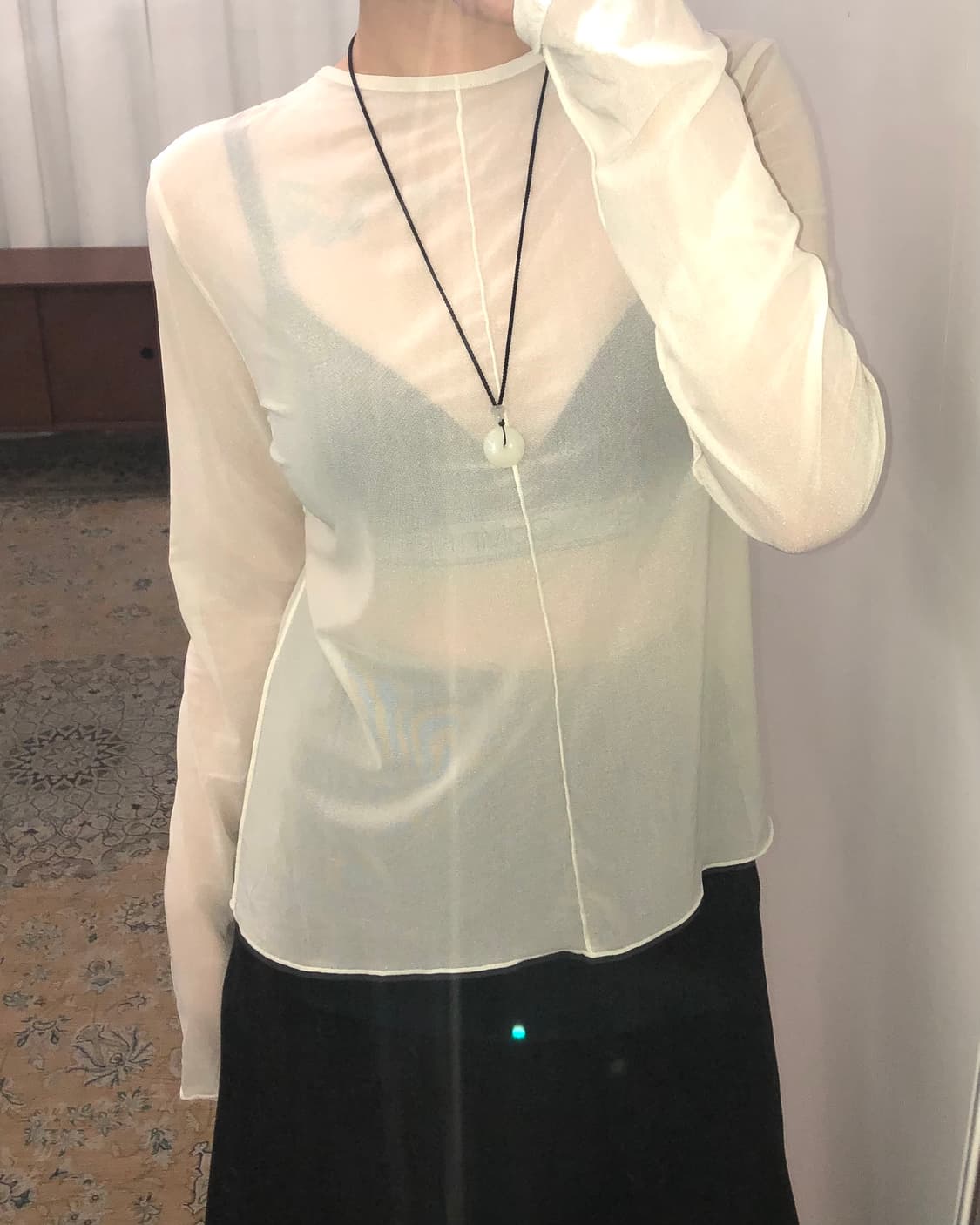 아이보리 시스루 탑 상품이미지2