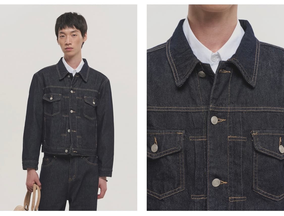 NOISE 노이즈 필치 워시드 데님 트러커 자켓 - 블루 인디고 (M) 상품이미지5