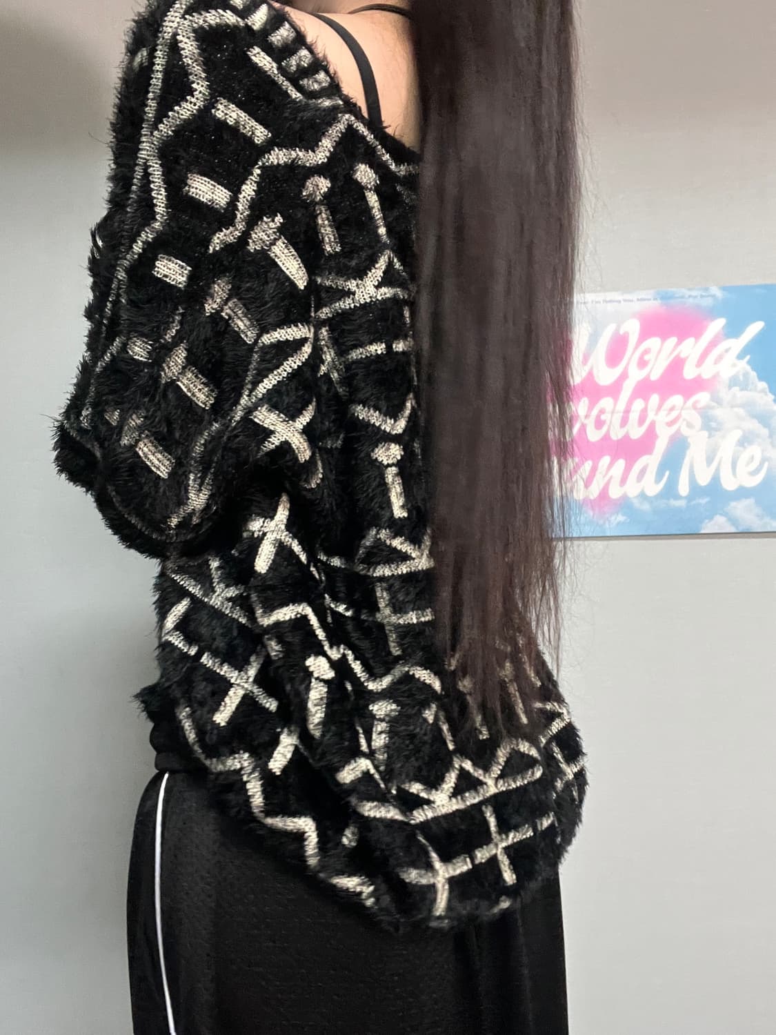 고딕 락 펑크 십자가 퍼 블랙 가디건 상품이미지5