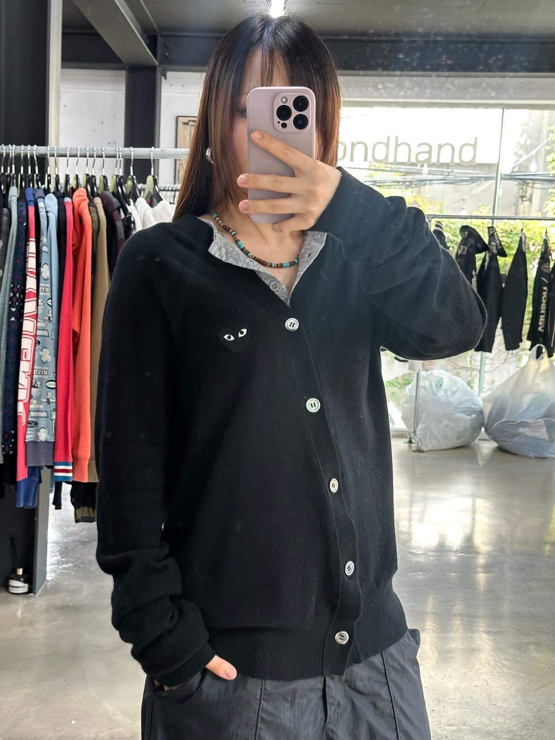꼼데가르송 블랙로고 울 가디건 상품이미지3