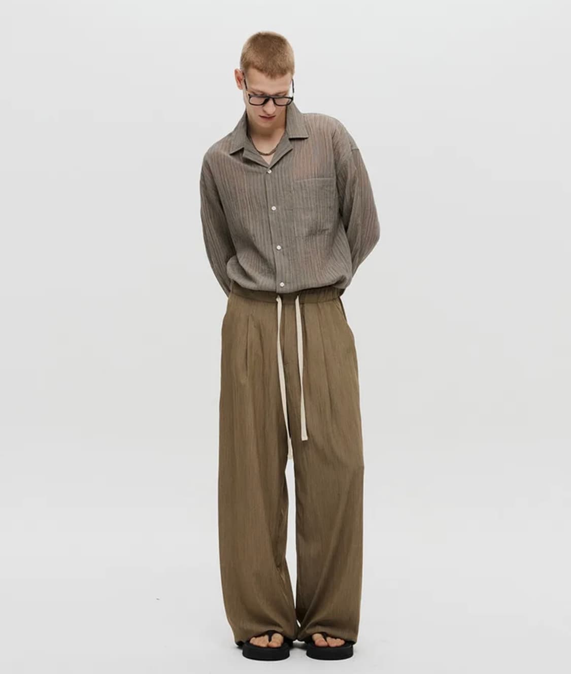 DNSR 썸머 원턱 와이드 팬츠 베이지 M size 상품이미지1