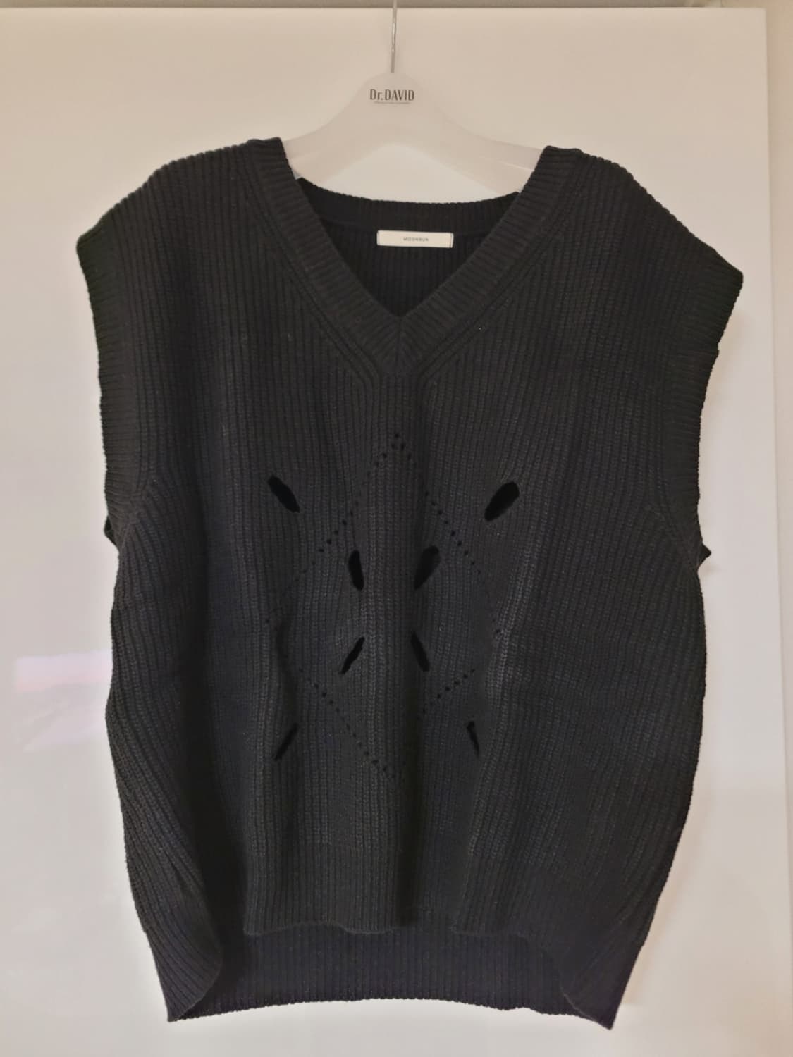 문선 아가일 홀 니트 블랙 L사이즈 상품이미지1