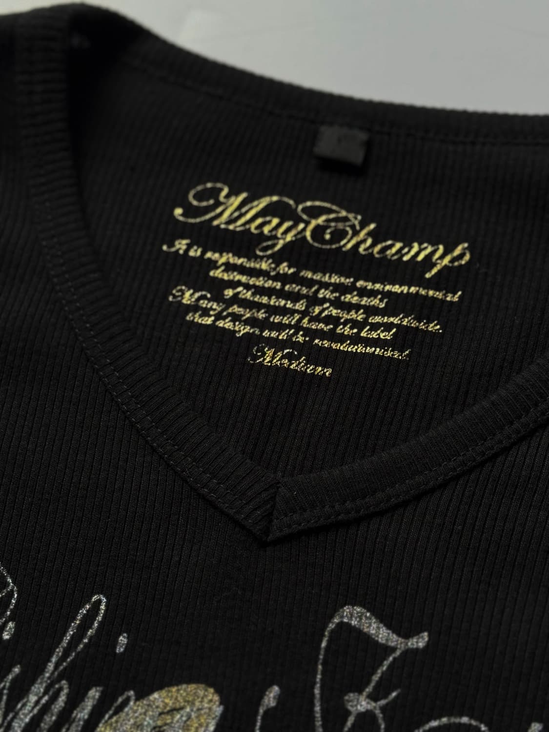 Glitter Printed Ribbed T-shirt 0286 상품이미지5