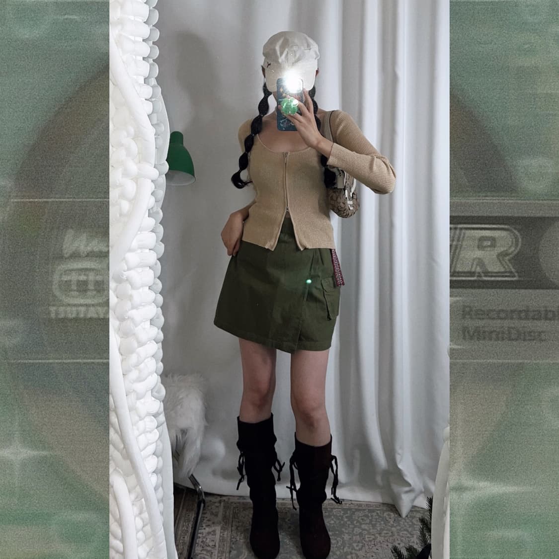 베이지 유넥 투웨이 집업 티셔츠 상품이미지2