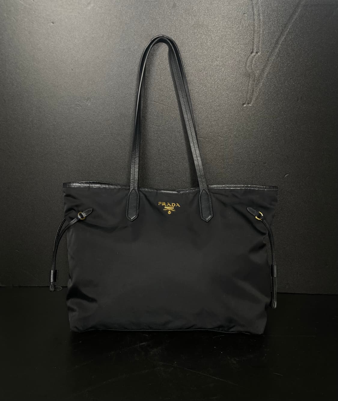 PRADA 프라다 토트 숄더 나일론 가죽 네로 블랙 쇼퍼 백 상품이미지1