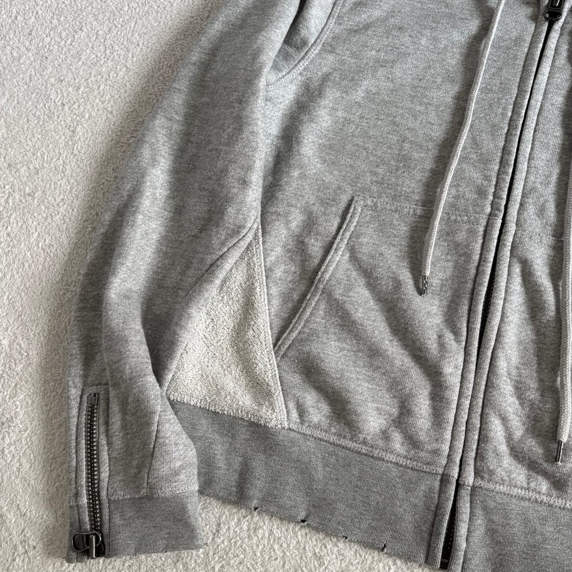 빈티지 y2k 그레이 글로시 포인트 후드집업 상품이미지2