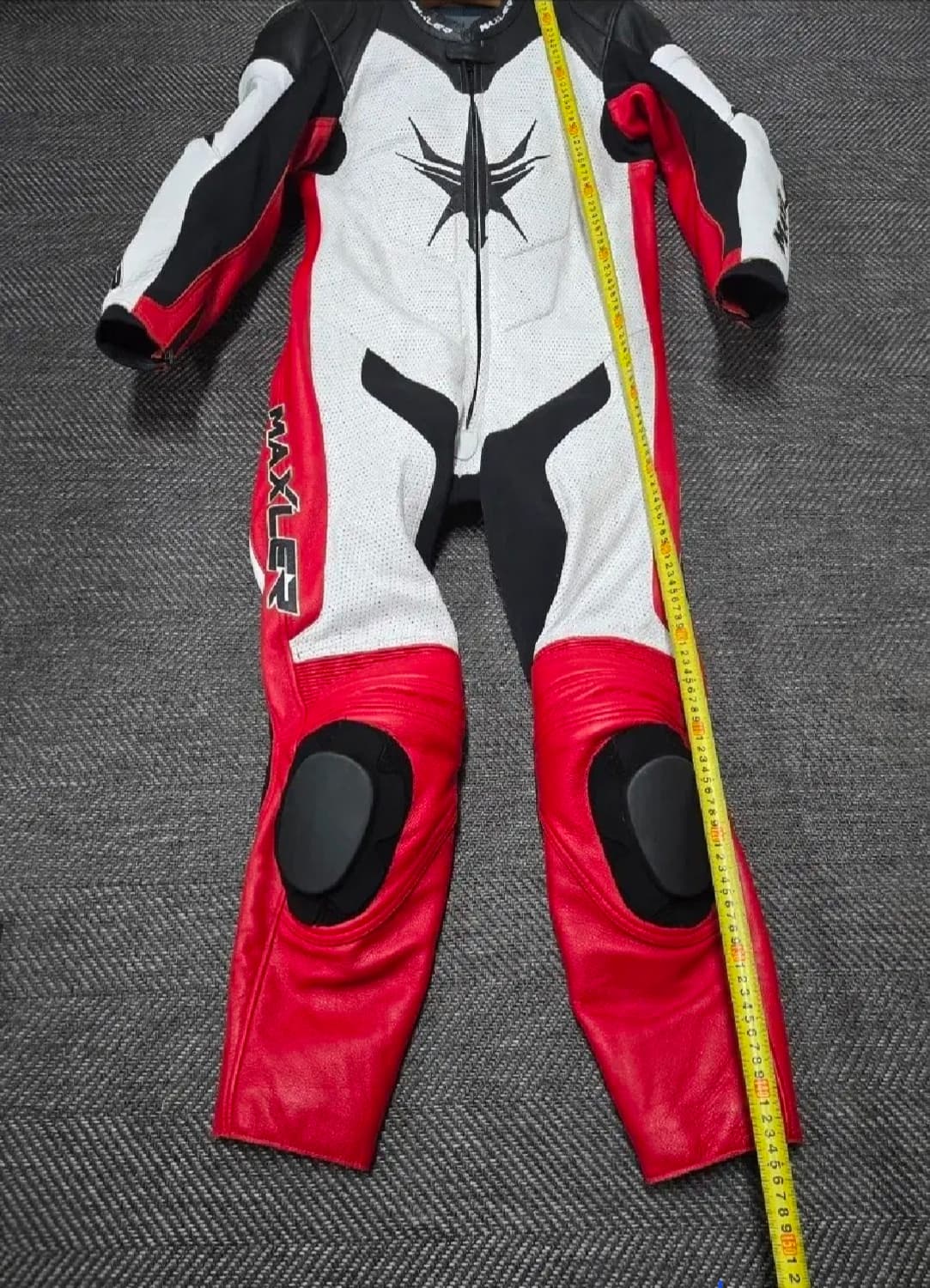 맥슬러 MAXLER 레이싱 가죽 슈트 블랙/화이트/레드 2XL 상품이미지10